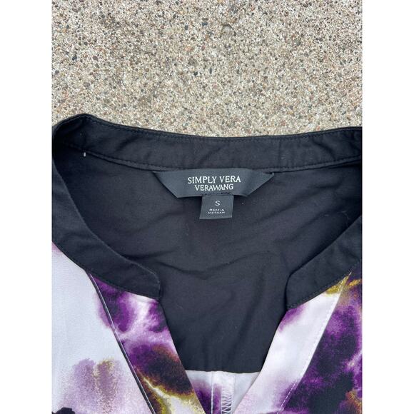 Simply Vera Vera Wang Dress Women Sz Small Floral V-Neck Sleeveless Midi Belted - Picture 4 of 6